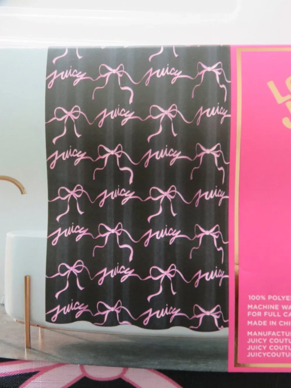 (#137) Love Juicy JUICY COUTURE Shower CURTAIN 72 X 72 inches
